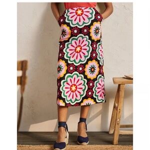 Boden Multicolor Floral Midi Skirt